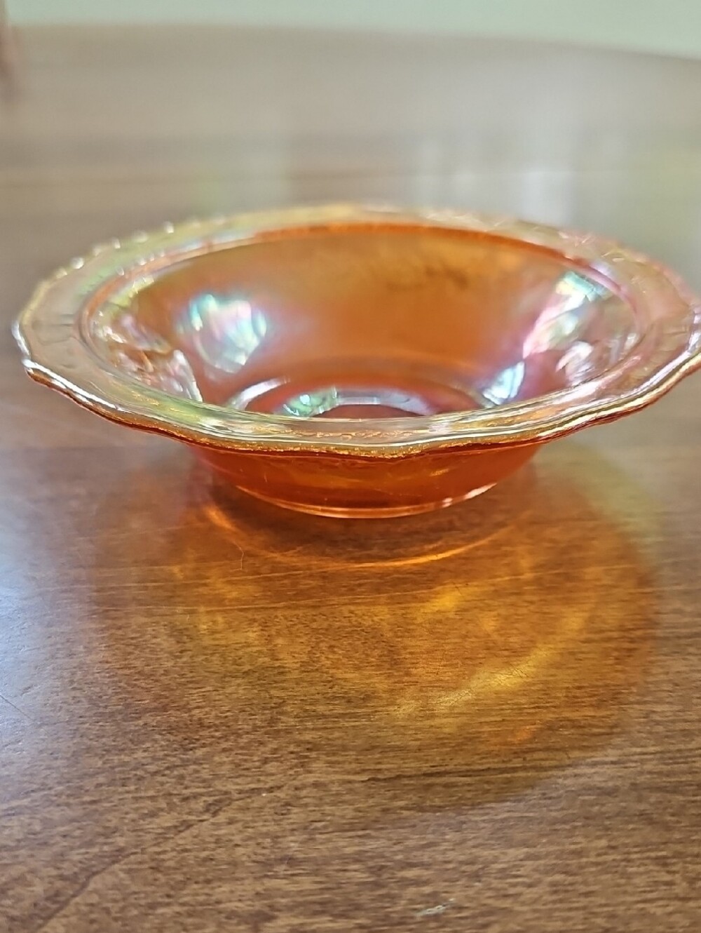 Normandie Federal Glass Iridescent Orange Bowl